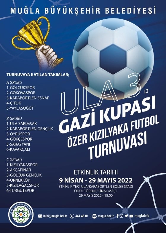 Ula 3. Gazi Kupası Özer Kızılyaka Futbol Turnuvası  Etkinliğine Davetlisiniz