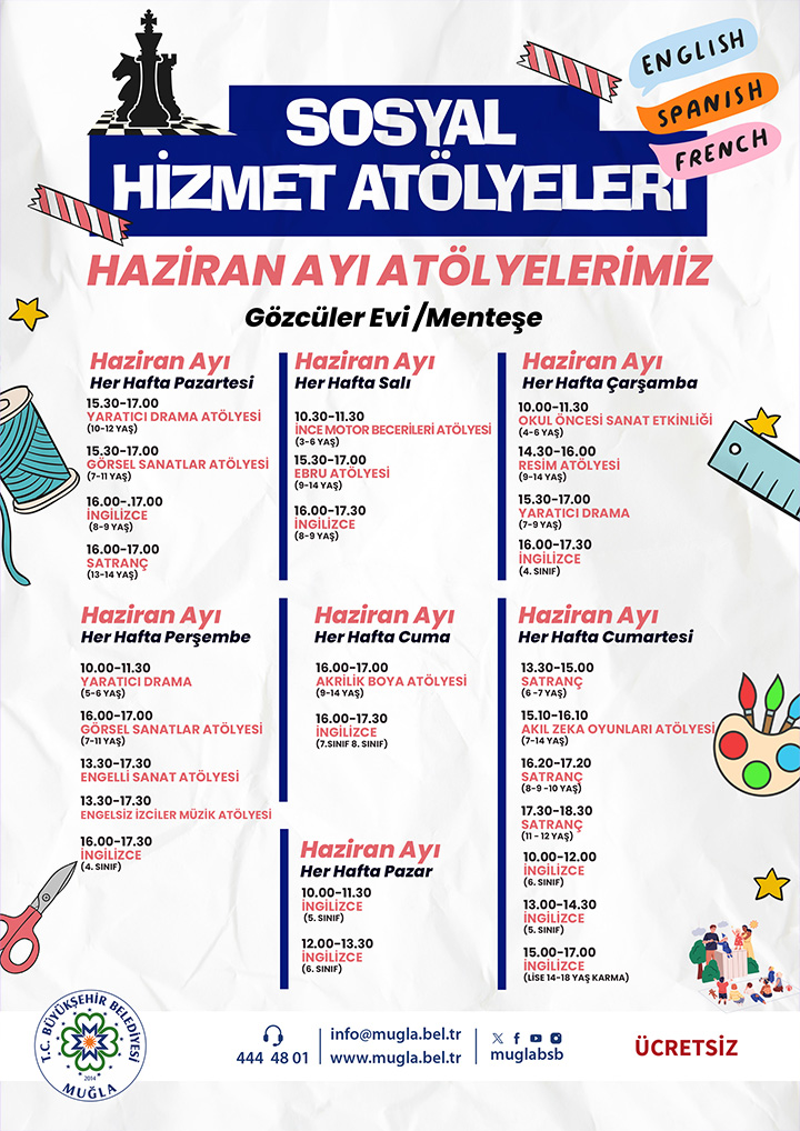 Haziran Ayı Sosyal Hizmet Atölyeleri Etkinliğine Davetlisiniz