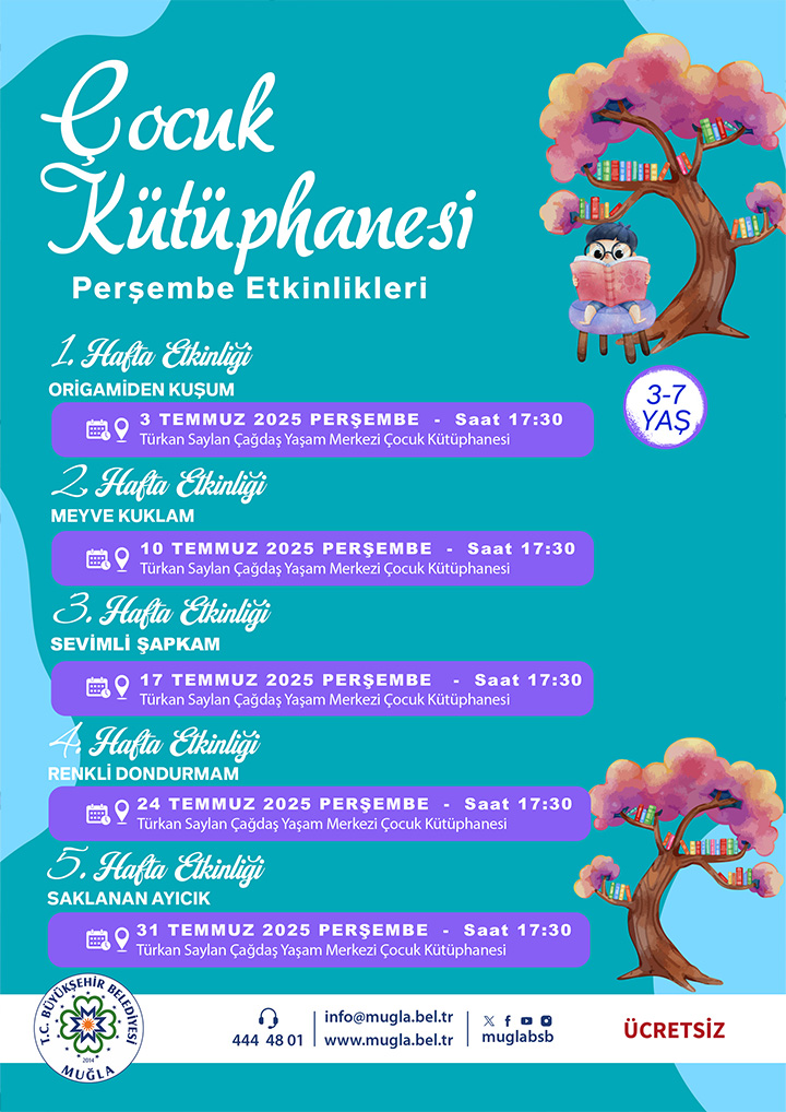 Çocuk Kütüphanesi Perşembe Etkinlikleri / Temmuz Ayı Etkinliğine Davetlisiniz