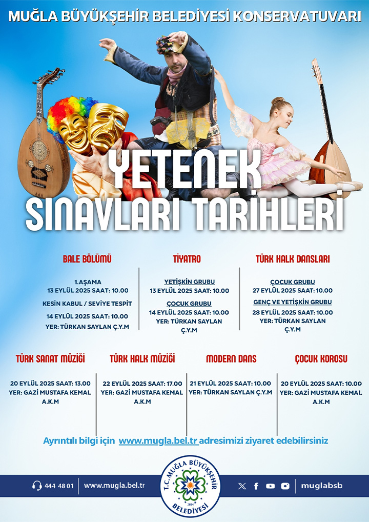 Mula Büyükşehir Belediyesi Konservatuvar Yetenek Sınav Tarihleri Etkinliğine Davetlisiniz