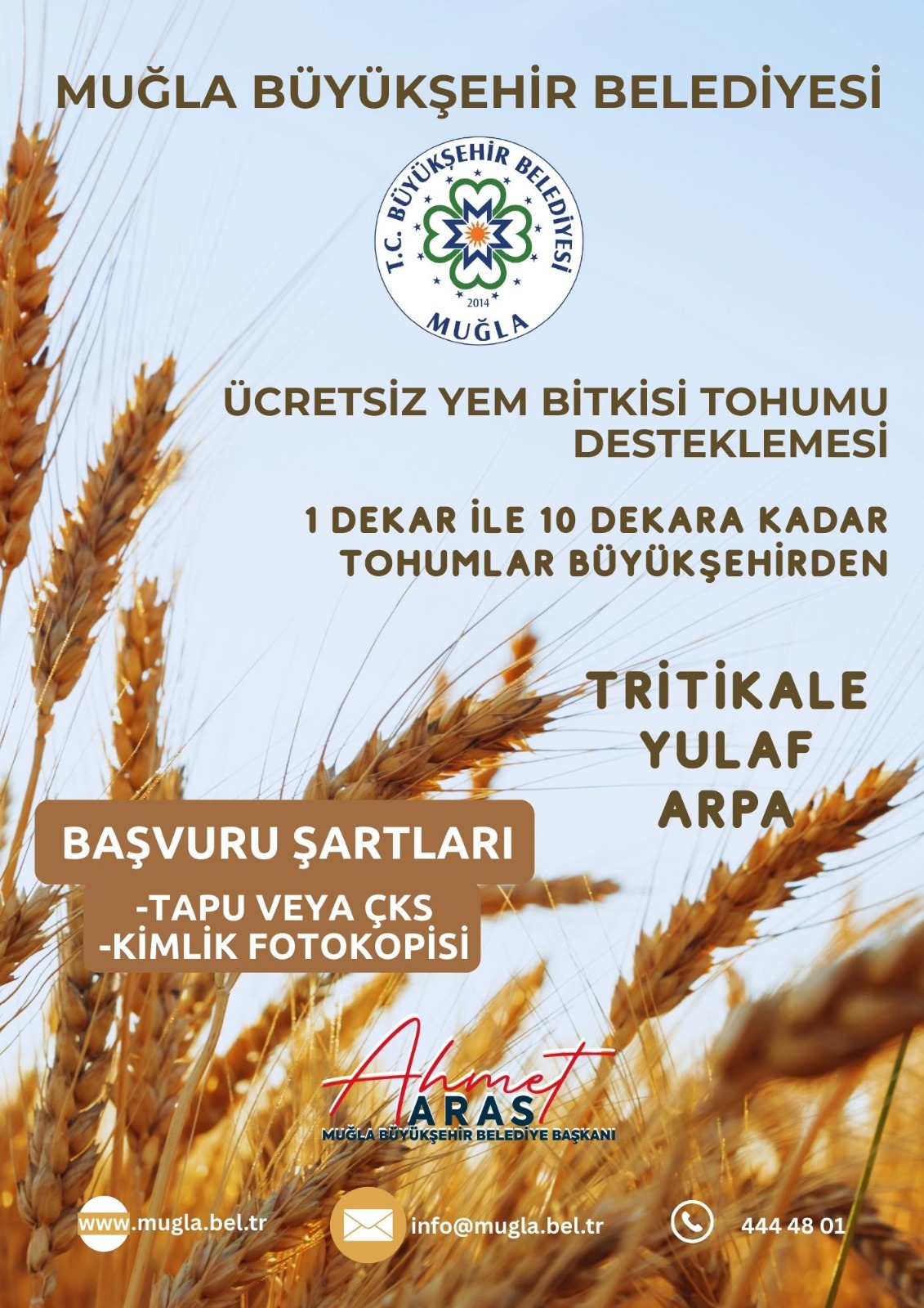 Ücretsiz Yem Bitkisi Tohumu Desteklemesi Etkinliğine Davetlisiniz
