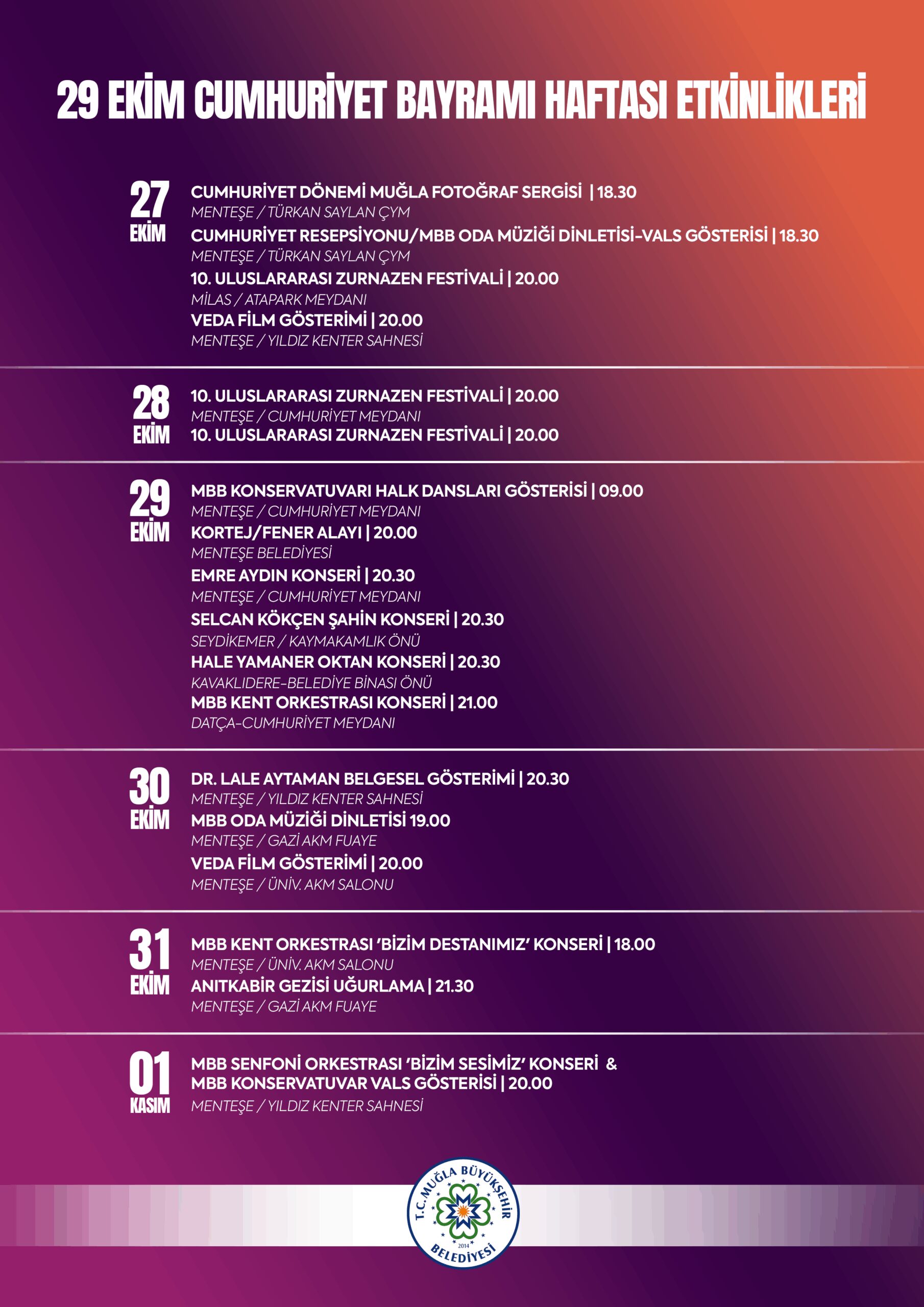 29 Ekim Cumhuriyet Bayramı Etkinlikleri Etkinliğine Davetlisiniz