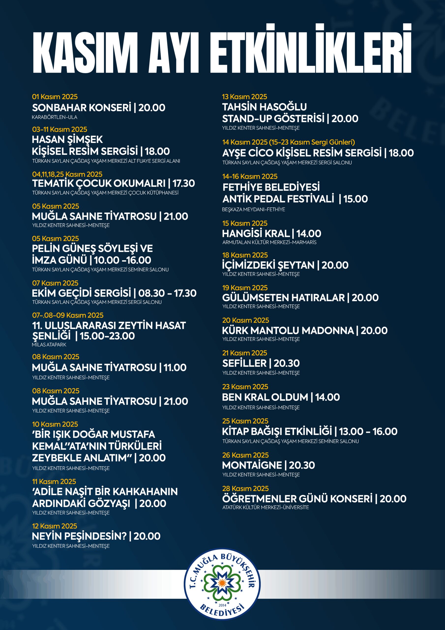 Kasım Ayı Etkinlikleri Etkinliğine Davetlisiniz