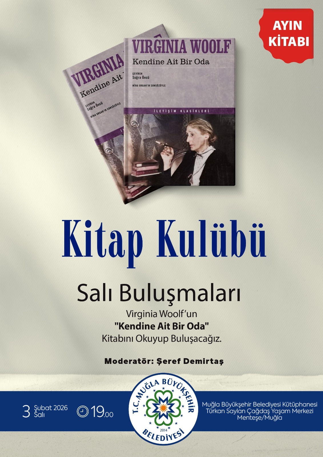 Kitap Kulübü Salı Buluşmaları (Kendine Ait Bir Oda)  Etkinliğine Davetlisiniz