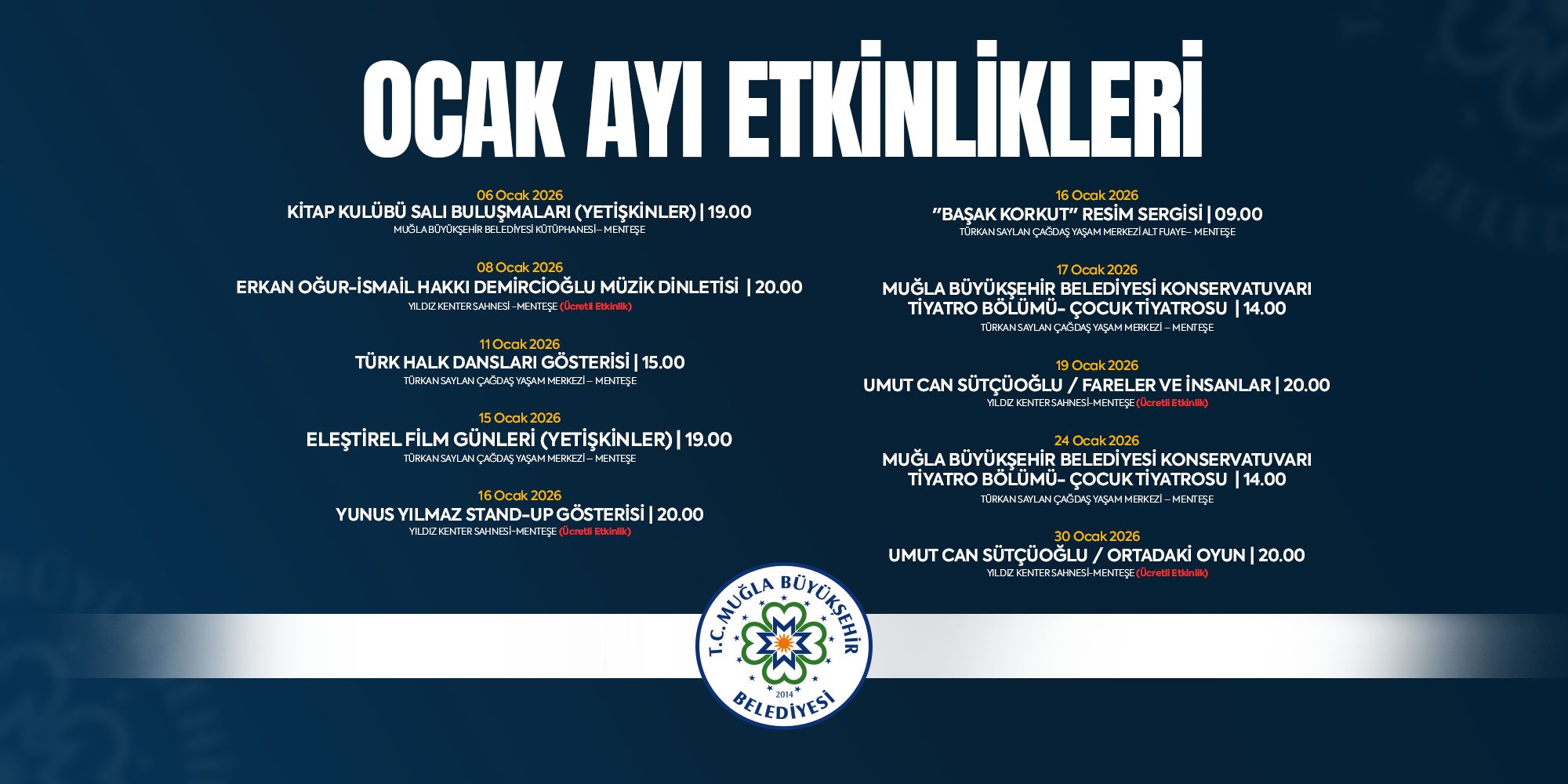 Ocak Ayı Etkinlikleri Etkinliğine Davetlisiniz