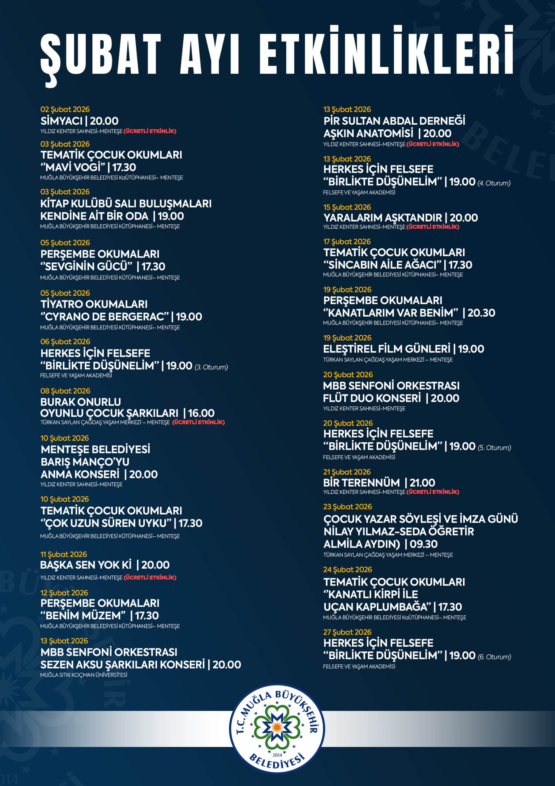 Şubat Ayı Etkinlik Listesi Etkinliğine Davetlisiniz