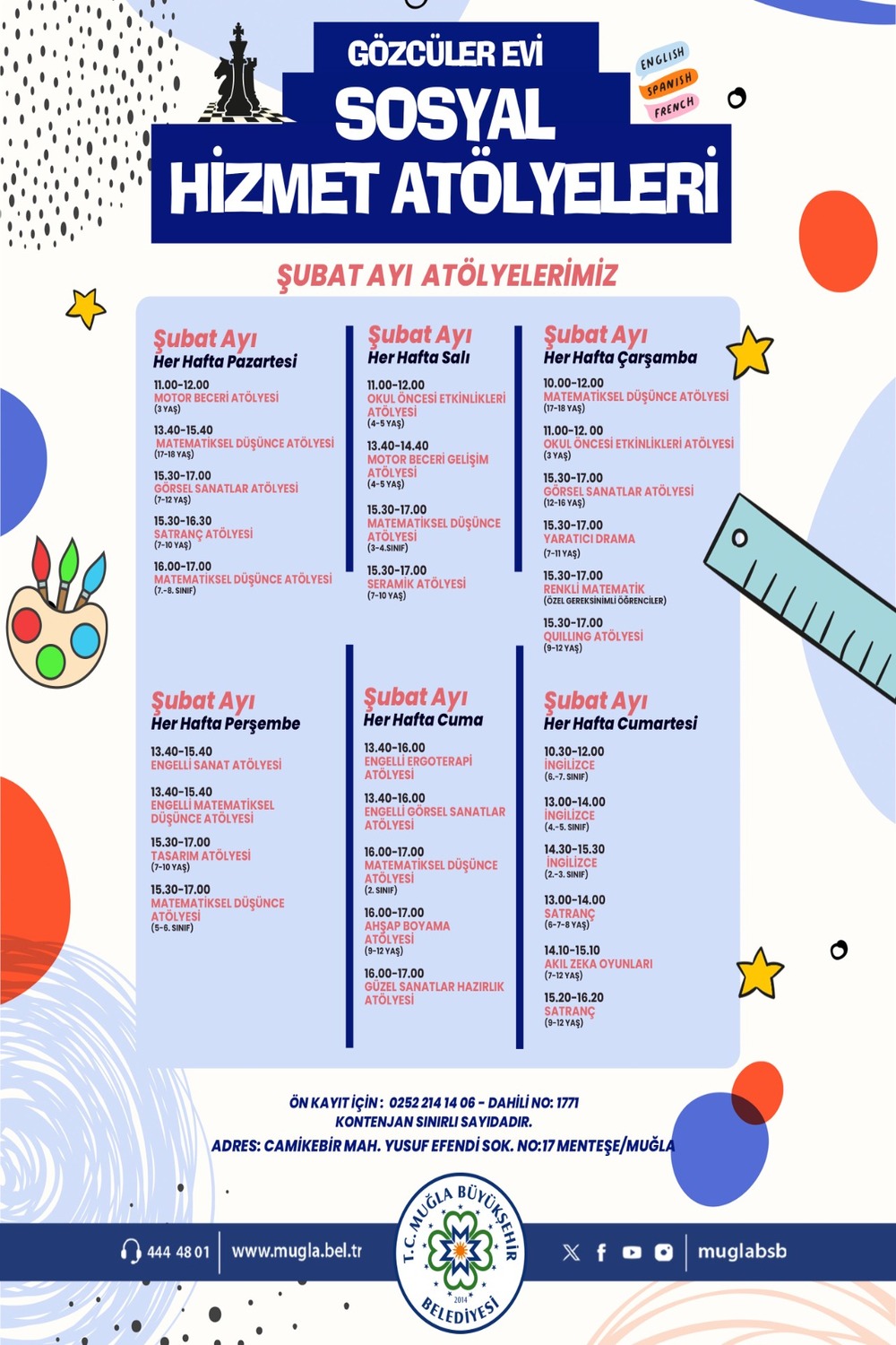 Gözcüler Evi Sosyal Hizmet Atölyeleri Şubat Ayı Etkinliğine Davetlisiniz