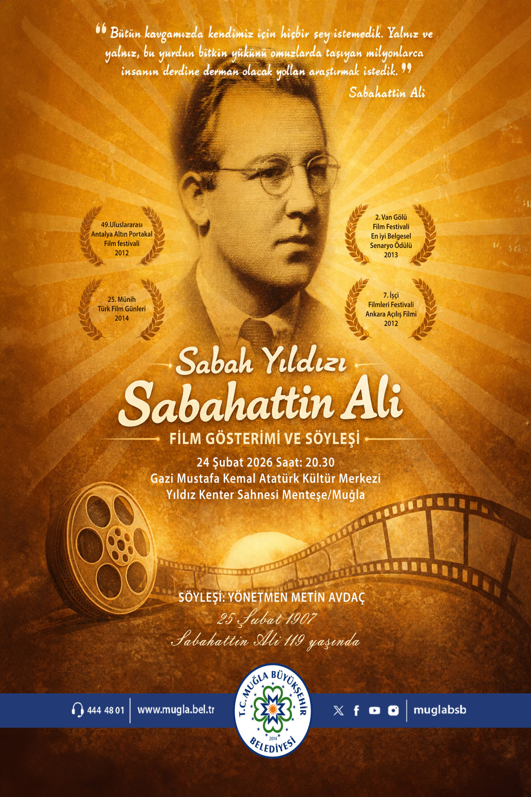 Sabah Yıldızı Sabahattin Ali Film Gösterimi ve Söyleşi  Etkinliğine Davetlisiniz