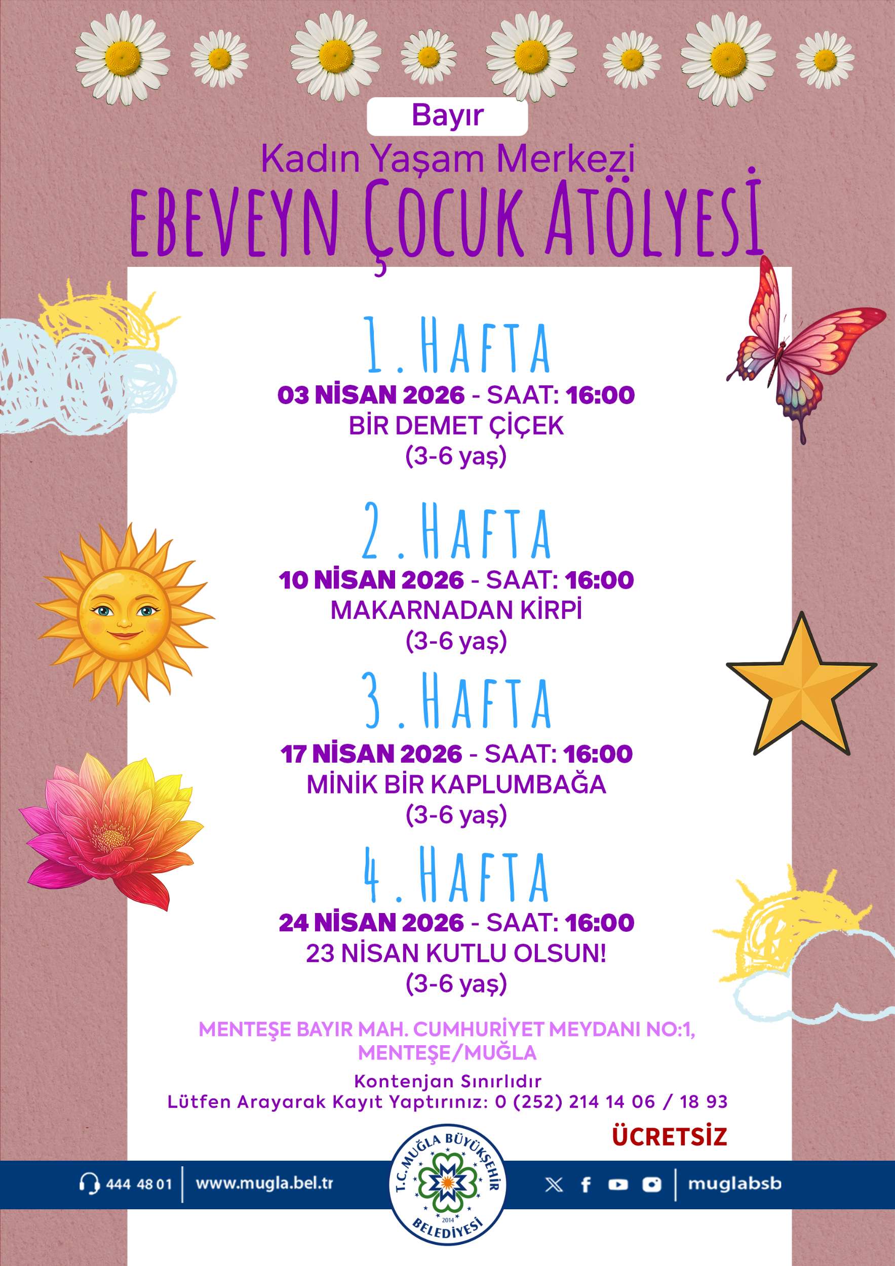 Bayır Kadın Yaşam Merkezi Ebeveyn Çocuk Atölyesi 3-6 Yaş Etkinliğine Davetlisiniz