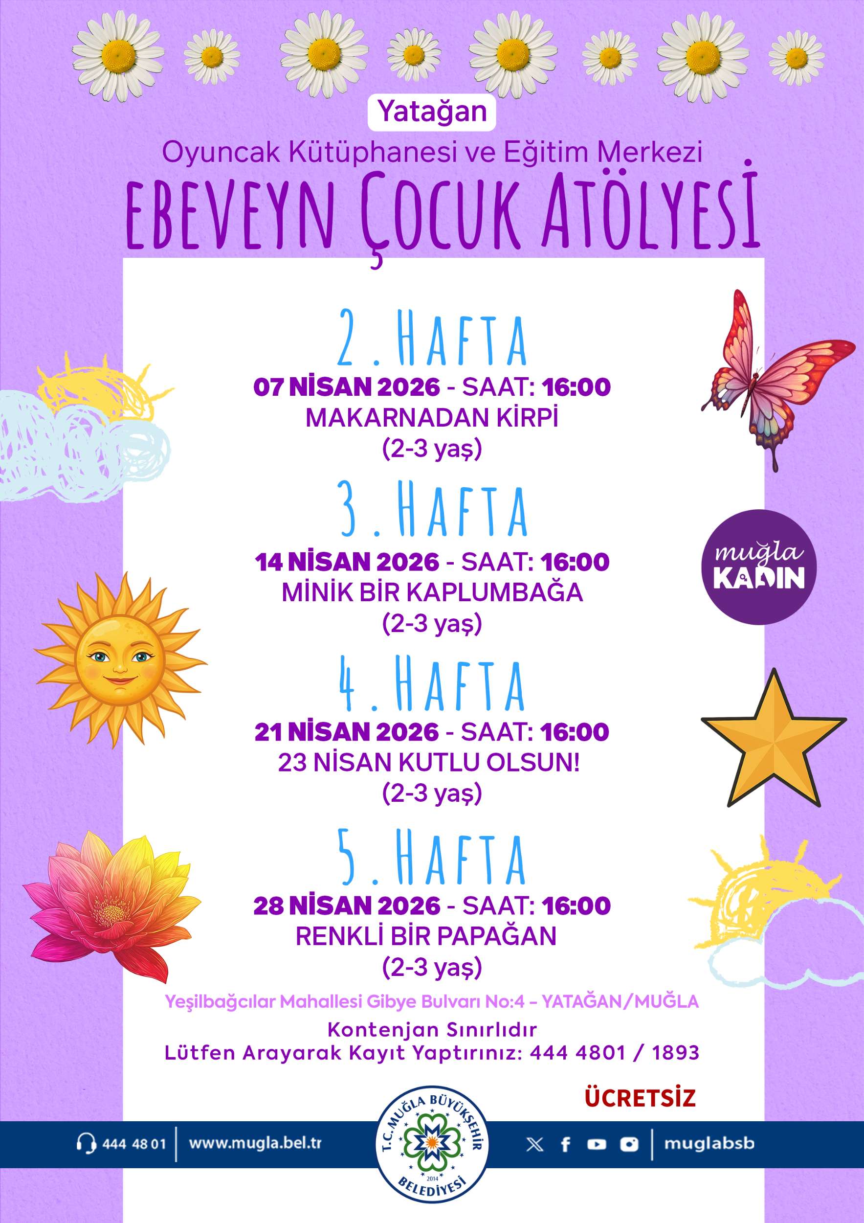 Yataan Kadın Yaşam Merkezi Ebeveyn Çocuk Atölyesi 2-3 Yaş Etkinliğine Davetlisiniz