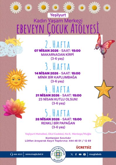 Yeşilyurt Kadın Yaşam Merkezi Ebeveyn Çocuk Atölyesi 3-6 Yaş Etkinliğine Davetlisiniz