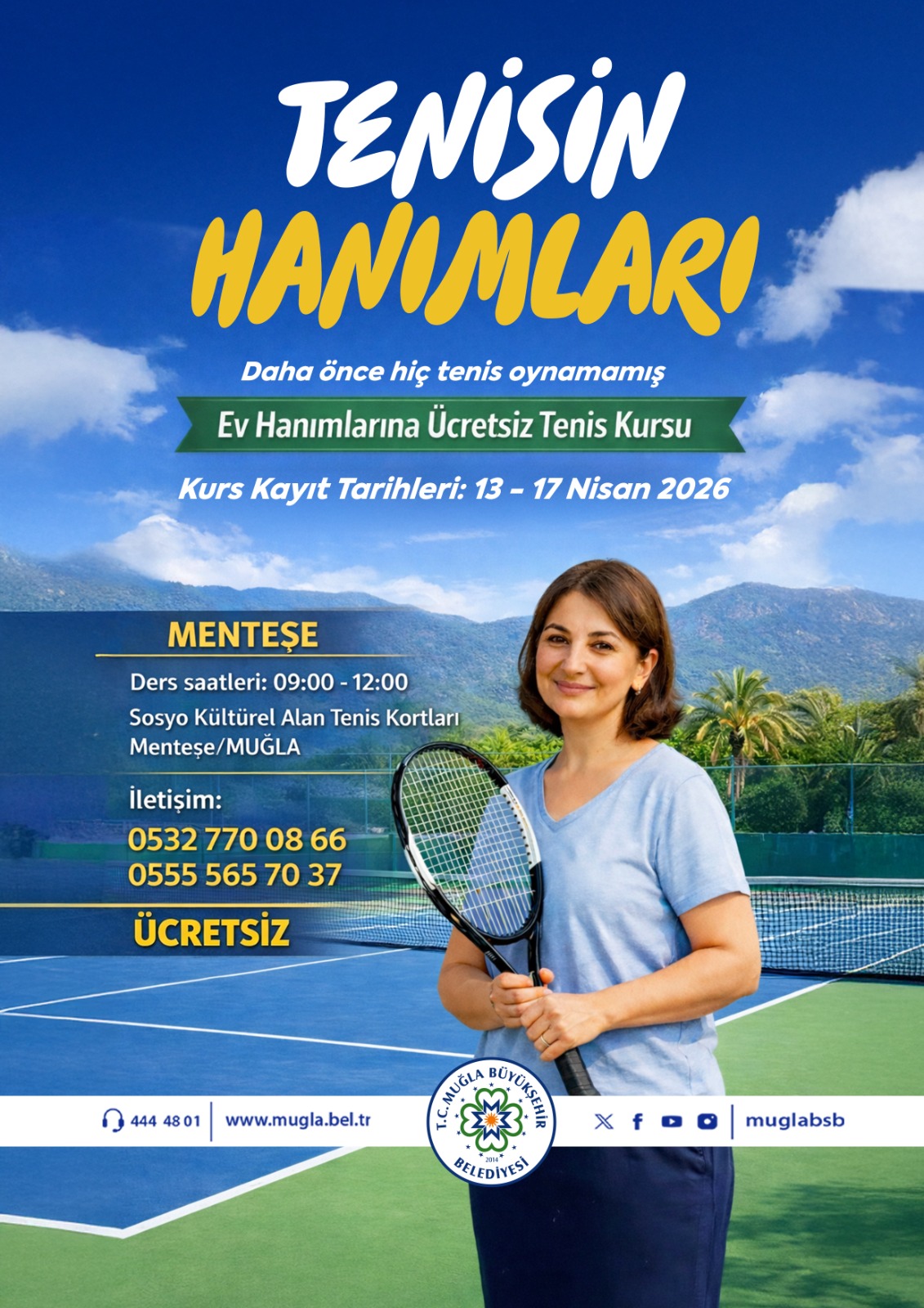 Ev Hanımlarına Ücretsiz Tenis Kursu Etkinliğine Davetlisiniz